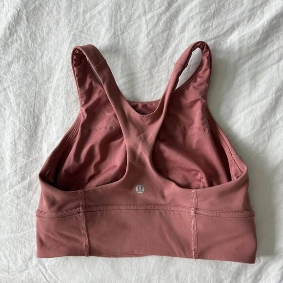 Lululemon Women's 4 Pink Support Strappy Back‎ Wunder Train Longline Sports Bra - Picture 3 of 5